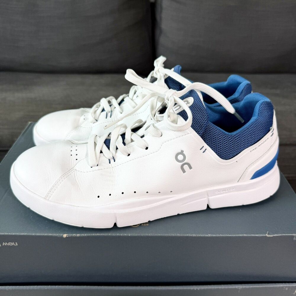 On The Roger Advantage White Cobalt Blue Tennis Casual Shoes Men's Size 11